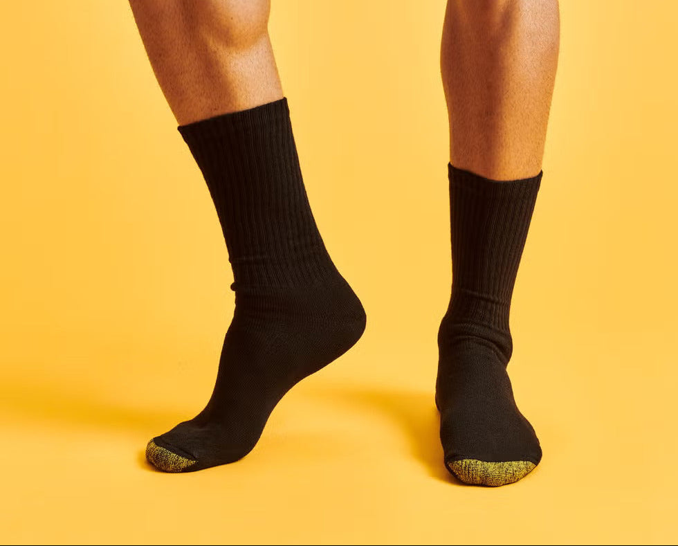 Men's Black Cotton Long Socks – 6 Pair Set by GoldToe