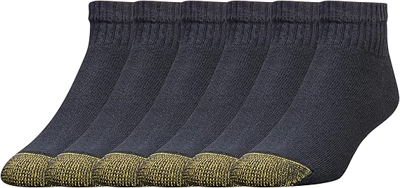 Men’s Black Cotton Ankle Athletic Socks – 6-Pair Set by GoldToe