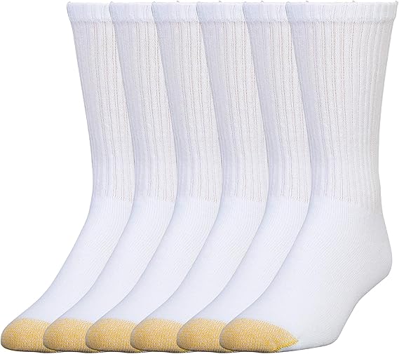 Men's White Cotton Long Socks – 6 Pair Set by GoldToe