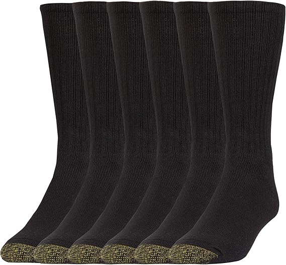 Men's Black Cotton Long Socks – 6 Pair Set by GoldToe
