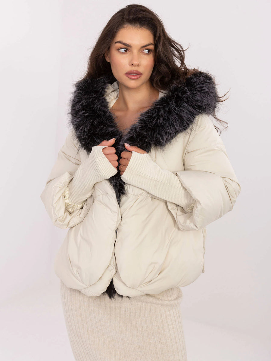 Light Beige Padded Winter Jacket — Soft & Refined