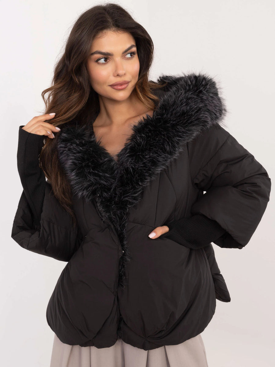 Black Faux Fur Hooded Vest — Soft & Cozy