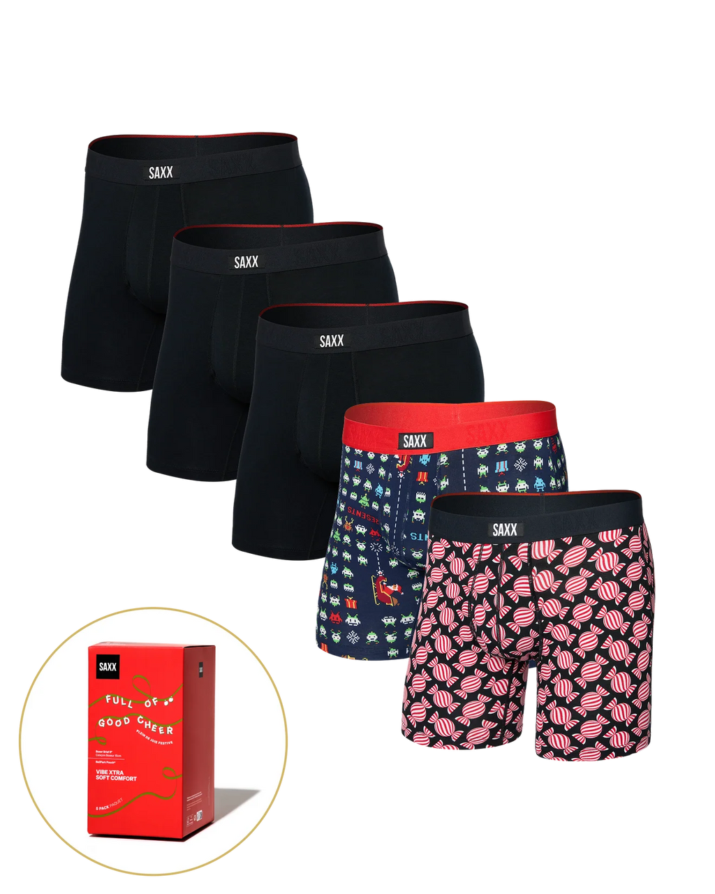 Vibe Xtra Soft Boxer Briefs – 5-Pack Gift Edition by SAXX