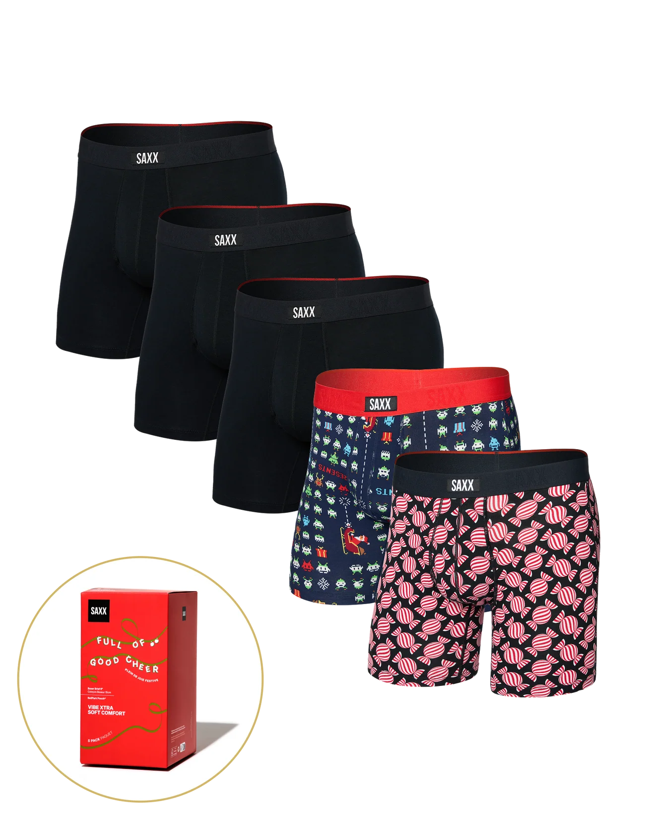 Vibe Xtra Soft Boxer Briefs – 5-Pack Gift Edition by SAXX