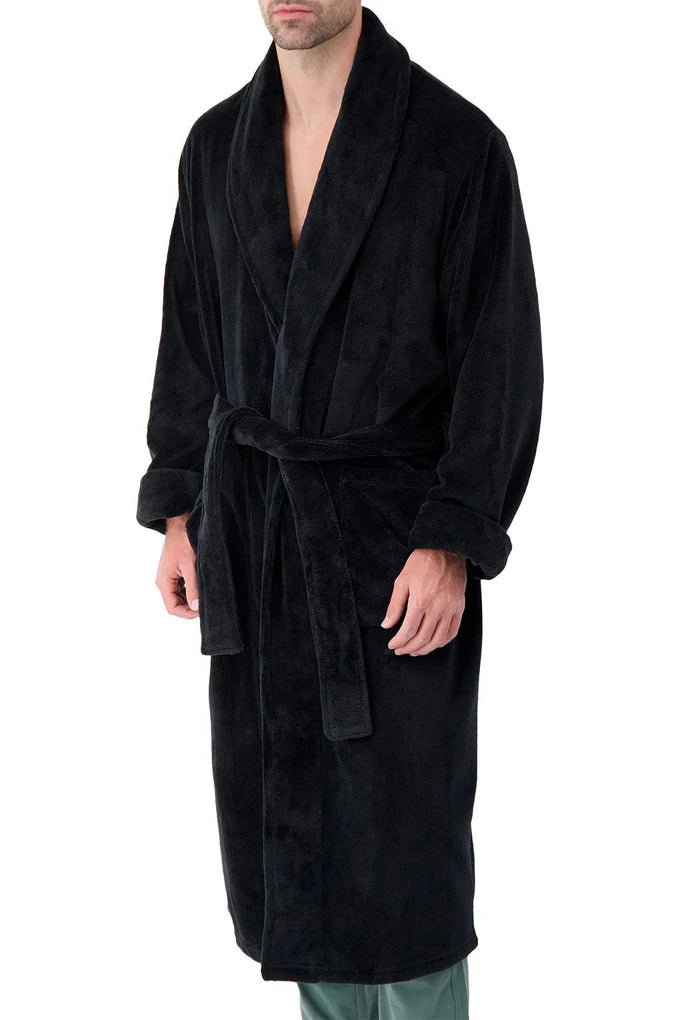 Men’s Thermal Spa Robe – Black Heavyweight