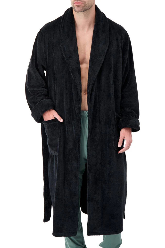 Men’s Thermal Spa Robe – Black Heavyweight