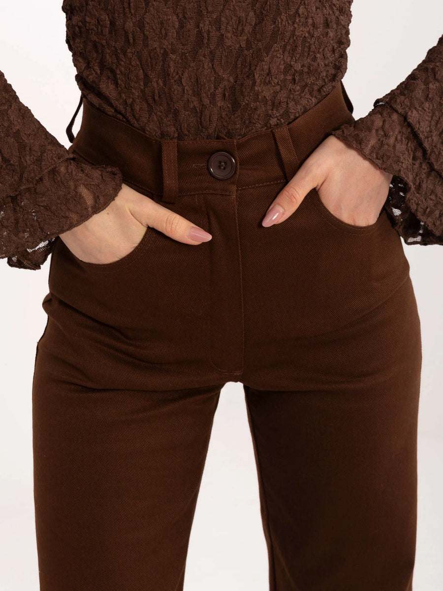 Brown Straight-Leg Denim Pants — Everyday Fit